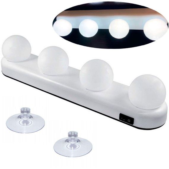 Светодиодная лампа-подсветка для зеркала на присосках Studio Glow, на батарейках / Беспроводная подсветка