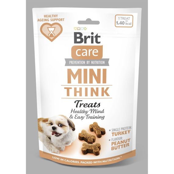 Ласощі Brit Care Mini Treats Think для собак малих порід для розумових здібностей індичка смак арахісове масло 50 г | Зображення 2