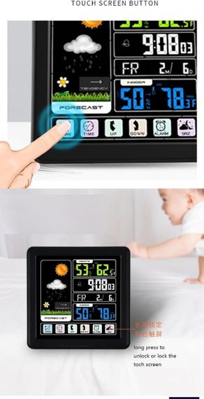 Беспроводная метеостанция с цветным экраном TS-3310-BK, внутренняя и наружная температура, влажность, часы | Зображення 7