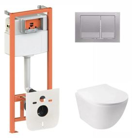 Набір Qtap Nest 4 в 1 підвісний унітаз Jay Ultra Quiet 485x360x320 + комплект інсталяції QT07335177W45135