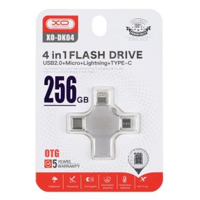 Флеш-пам'ять XO DK04 4-в-1 USB 2.0 256Gb сталевий (MAW-44120_2280)