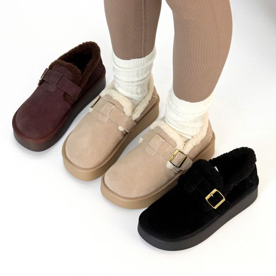 Бежевые замшевые угги автоледи на утолщенной подошве | Зображення 9