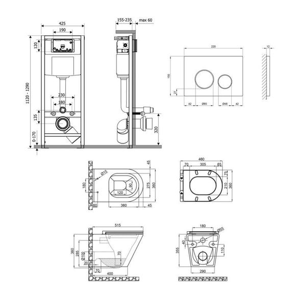 Готове рішення Qtap для ванної кімнати: підвісний унітаз Scorpio Ultra Quiet 520x365x365 + комплект інсталяції Nest 4 в 1 | Зображення 1