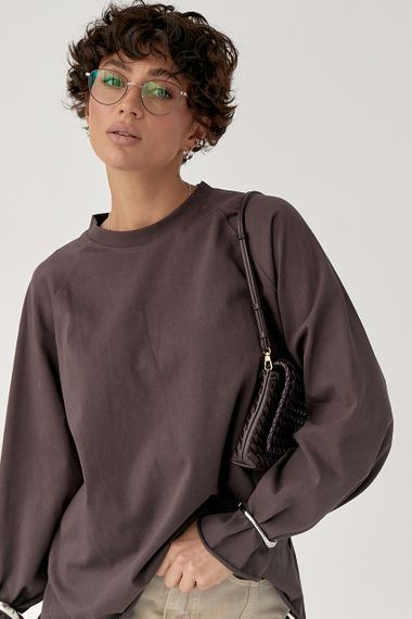 Однотонний вільний лонг - коричневий цвет, ONE SIZE (є розміри) | Зображення 4