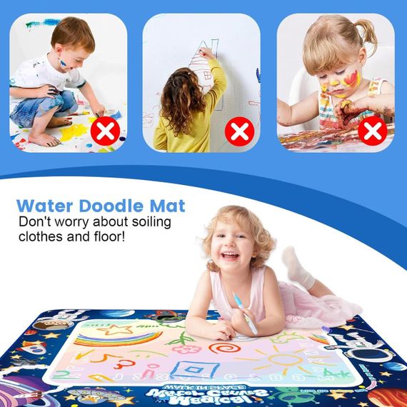Коврик водяной для рисования с ручкой трафаретами, акваковрик с космонавтами с исчезающими рисунками, 2-7 лет | Зображення 2