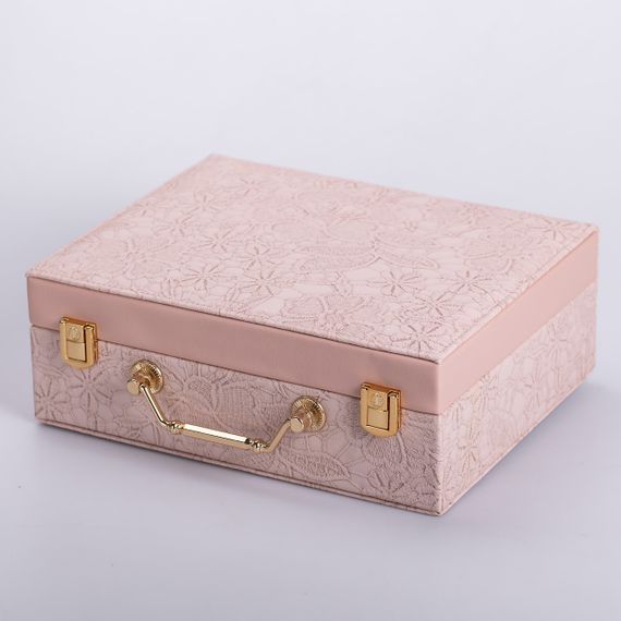 Скринька для прикрас з еко шкіри 2 яруси із дзеркалом органайзер для ювелірних виробів | Зображення 4