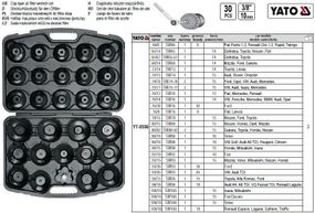 Набір ключ торцевий YATO Польща для монтажу масляних фільтрів 3/8" h=10 мм 30 штук YT-0596