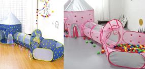 Дитячий ігровий будиночок-намет "Замок" 3в1 з тунелем та басейном під кульки