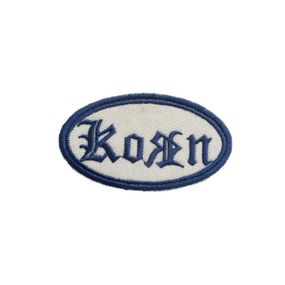 Нашивка на одежду (термо) Korn 80*45 мм Білий з блакитним