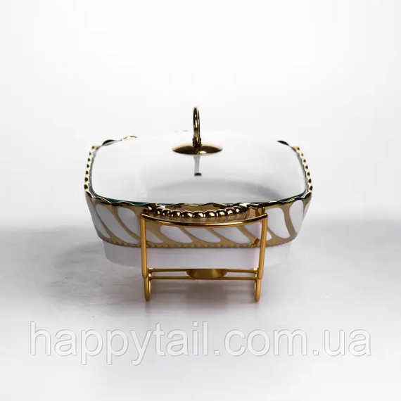 Мармітниця порцелянова Tiffany 1.5 л на металевій підставці з підігрівом 34х26х7 см SG-428-13 | Зображення 2