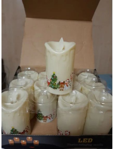 Свічка світлодіодна LED plastic swing candle 12 шт. колір білий + малюнок
