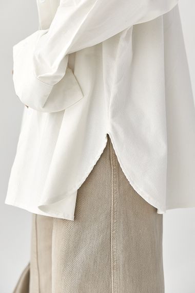 Вельветова класична сорочка - молочний цвет, ONE SIZE (є розміри) | Зображення 3