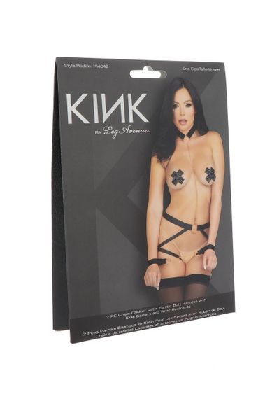 Комплект ременів для бондажу Leg Avenue Harness & wrist restraints One size Black, чокер sexstyle | Зображення 4