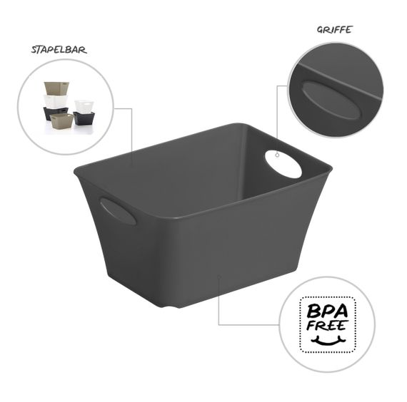 Кошик для зберігання Rotho (Рото) Living 1,5 л (17948) Сірий | Зображення 1