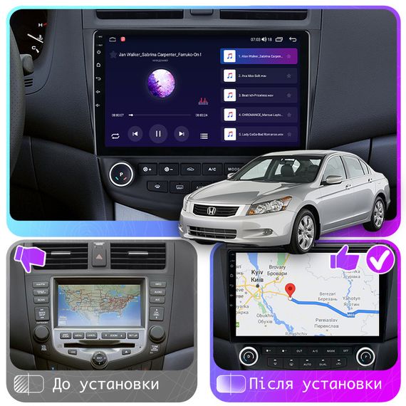 Штатная магнитола 10" Lesko для Honda Accord VII 2002-2006 2/32Gb CarPlay 4G Wi-Fi GPS Prime IPS Хонда | Зображення 2