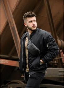 Поясна сумка бананка шкіряна Sambag Tirso PSO чорний 30.5 х 14 см (81119001)