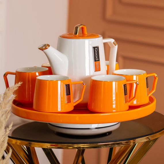 Чайный сервиз на 6 персон фарфоровой подставкой Orange HP-15-27 | Зображення 8