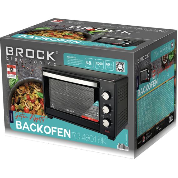 Електрична піч BROCK TO 4801 BK 2000Вт/ 48л/ механічне керування/чорна | Зображення 1