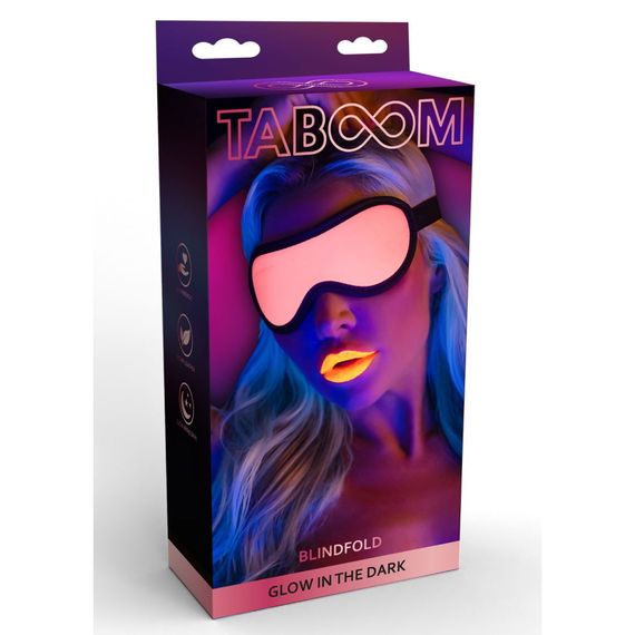 Маска на очі, що світиться у темряві Taboom Blindfold рожево-чорна Sex Aura | Зображення 1