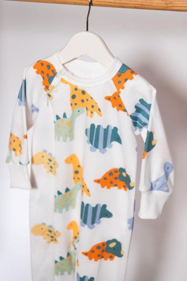 Ромпер для малюка на блискавці двонитка з начосом, розмір 68-92 принт Діно 92