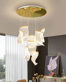 Люстра світлодіодна підвісна LED світильник для квартири на стелю лед 26908 Латунь 45-200х5х30 см.