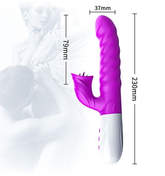 Вибратор для двойной стимуляции Silicon, Vibrator 7 Function and Heating Mode, PURPLE Sex Aura | Зображення 5
