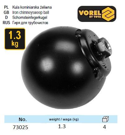 Гиря для чистки дымоходов Польша 1.3 кг гайка М12 VOREL-73025
