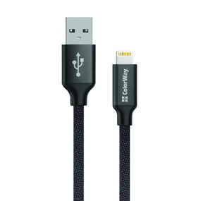 Кабель USB Lightning ColorWay CW-CBUL004-BK 2,1А 1м чорний