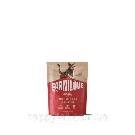 Беззерновой сухой корм Carnilove Sterilised для стерилизованных кошек ягненок и дикий кабан 400 г (арт. 173703)