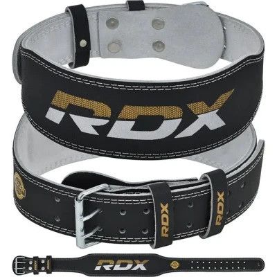 Атлетический пояс RDX 4 шкіряний Black Gold M (WBS-4RB-M)