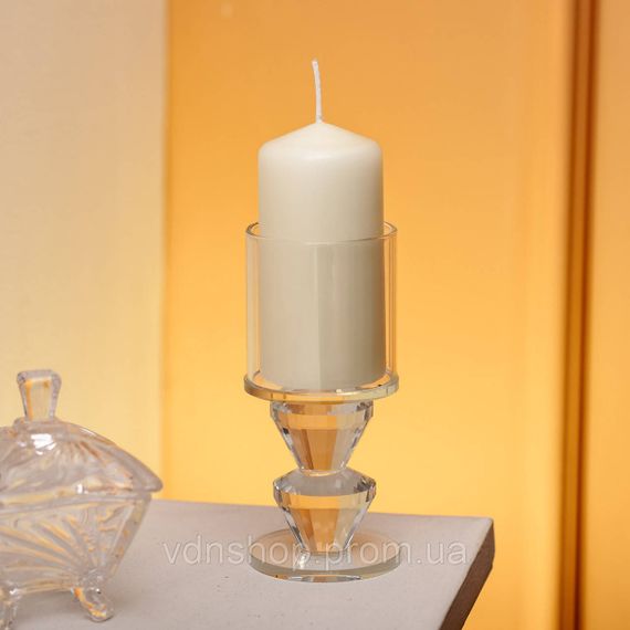 Підсвічник скляний 6×13.3 см на одну свічку підсвічник келих на ніжці декоративний прозорий HP-4-28M | Зображення 2