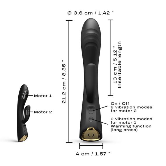 Вібратор-кролик з підігрівом Dorcel FLEXI RABBIT BLACK, гнучкий стовбур | Зображення 4