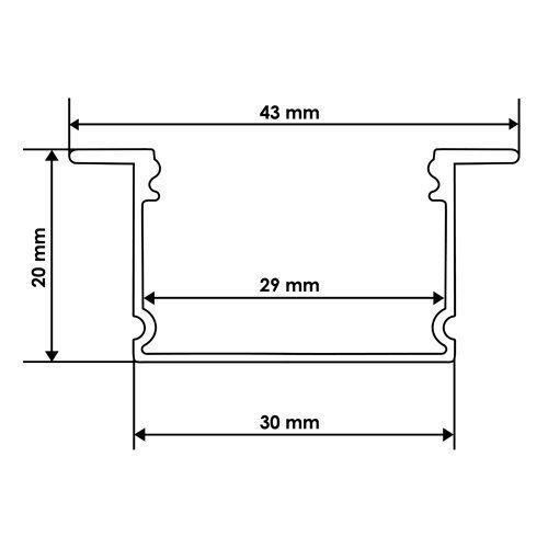 Профіль алюмінієвий BIOM врізний ЛПВ20 20х30 анодований, (палка 2м), м | Зображення 1