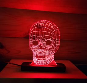 Акриловый светильник-ночник Череп красный tty-n000003