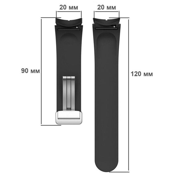 Ремінець Primolux Magnetic Silicone для годинника Samsung Galaxy Watch 4 / Watch 5 / Watch 5 Pro - Black&Silver S/M | Зображення 3