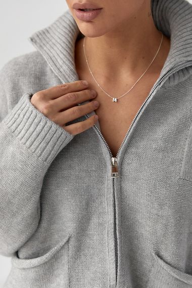 В'язаний кардиган на блискавці з кишенями - сірий цвет, ONE SIZE (є розміри) | Зображення 3