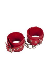 Наручники Leather Restraints Hand Cuffs Red Sex Aura