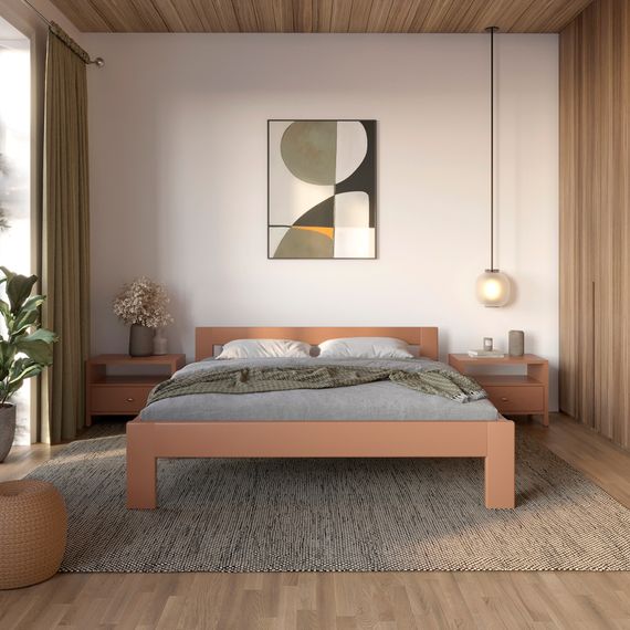 Двоспальне дерев&#039;яне ліжко Mebigrand Делі Коричневий (RAL8025) 180х200 см (MBG-3910)