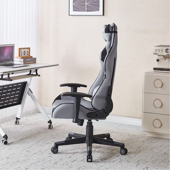 Крісло геймерське з тканини Bonro Бонро B-142 сіре + 2 подушки (42401114) | Зображення 3