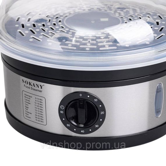 Пароварка електрична трирівнева 650 Вт 11 л з таймером і захистом від перегріву Sokany SK-07018 | Зображення 6