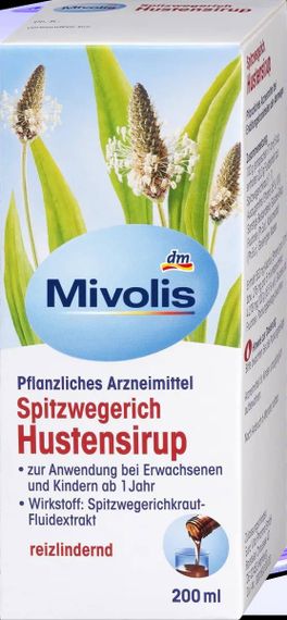Сироп Подорожника от кашля "Mivolis" для детей от 1 года и взрослых, 200 мл., Германия | Зображення 1