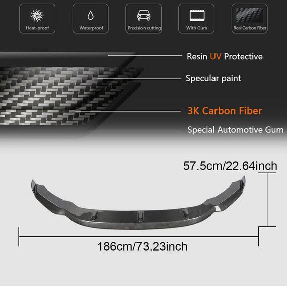 Накладка на передній бампер Карбон V3 (для F86) для BMW X6 F-16 2014-2019 рр | Зображення 5
