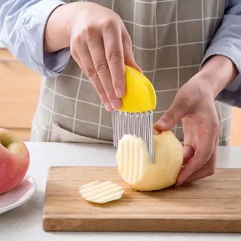 Ніж для фігурної нарізки / Рифлений ніж / Фігурний ніж / Ніж слайсер / Хвилястий кухонний ніж / Різак для картоплі | Зображення 2
