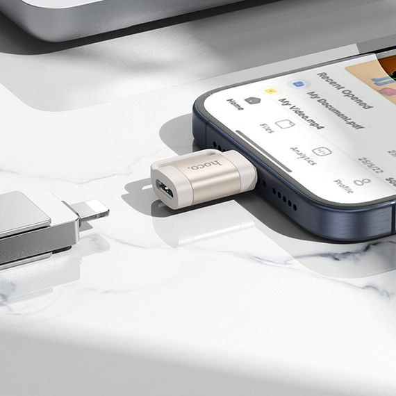 Переходник Hoco UA31E OTG Type-C male to Lightning female Gray | Зображення 3