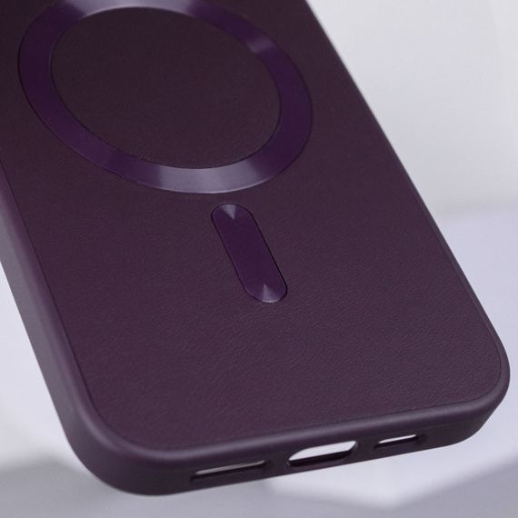 Кожаный чехол Bonbon Leather Metal Style with MagSafe для Apple iPhone 15 Plus (6.7") Фиолетовый / Dark Purple | Зображення 3