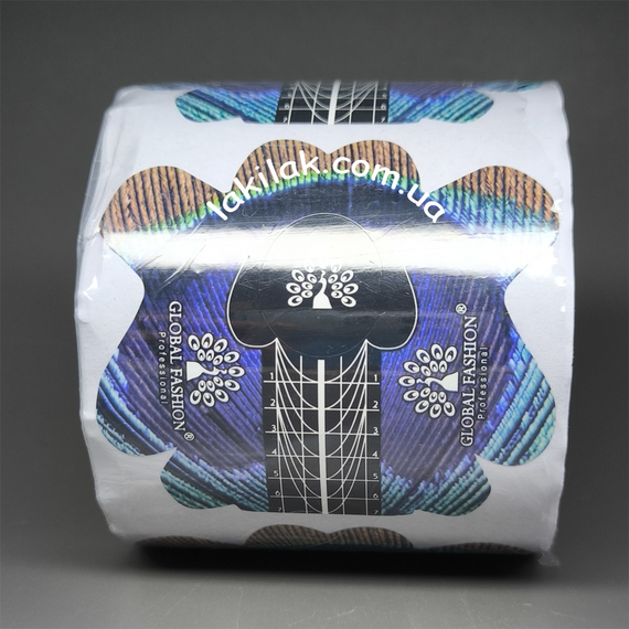 Форми для нарощення нігтів Global Fashion (пір'я павича) 100шт