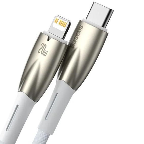Дата кабель Baseus Glimmer Series Fast Charging Data Cable Type-C to Lightning 20W 1m (CADH000001) White | Зображення 1