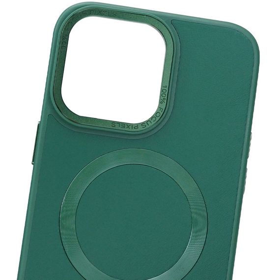 Кожаный чехол Bonbon Leather Metal Style with MagSafe для Apple iPhone 13 Pro (6.1") Зеленый / Pine green | Зображення 1