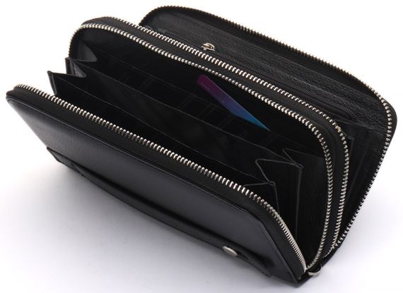 Черный мужской клатч на две молнии из натуральной кожи Marco Coverna MC-801-1 | Зображення 5