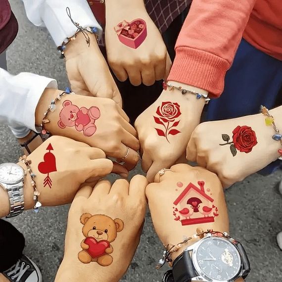 Набір тимчасових тату "Любов № 2" Love-tattoo-mini-set-2-10, 12 х 7 см 10 шт | Зображення 1